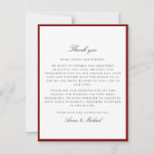 Deep Red Border Wedding Thank You Card セーブザデート (正面)