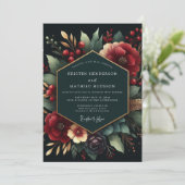 Deep Red Botanical Luxe Wedding 招待状 (スタンド正面)