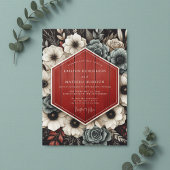 Deep Red Botanical Opulent Wedding 招待状