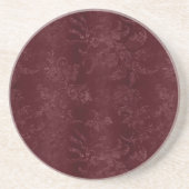 Deep Red Burgundy Floral Christmas コースター (正面)