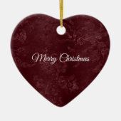 Deep Red Burgundy Floral Christmas セラミックオーナメント (正面)