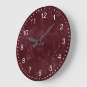 Deep Red Burgundy Floral Christmas ラージ壁時計 (傾斜)