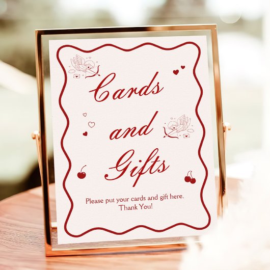 Deep Red Cherry Bridal Shower Cards and Gifts ポスター
