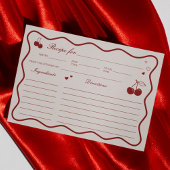 Deep Red Cherry On Top Bridal Shower Recipe Card 招待状