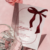 Deep Red Coquette Bow Birthday Invitation 招待状