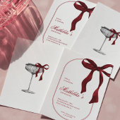 Deep Red Coquette Bow Birthday Invitation 招待状