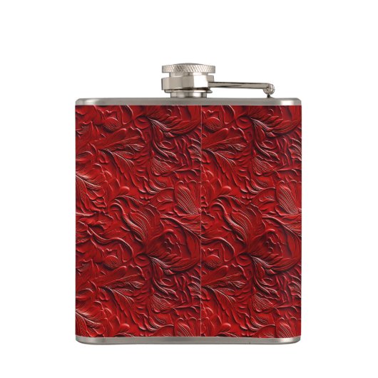 Deep Red Faux Tooled Leather Vinyl  フラスク (裏面)
