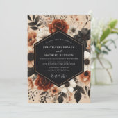 Deep Red Floral Autumn Romance Wedding 招待状 (スタンド正面)