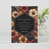 Deep Red Floral Autumn Wedding 招待状 (スタンド正面)