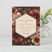 Deep Red Floral Harvest Wedding 招待状 (スタンド正面)