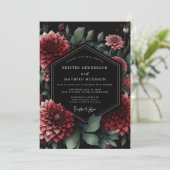Deep Red Floral Moody Wedding 招待状 (スタンド正面)