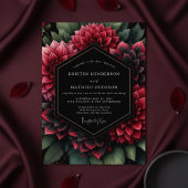 Deep Red Floral Opulent Wedding 招待状