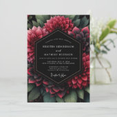 Deep Red Floral Opulent Wedding 招待状 (スタンド正面)