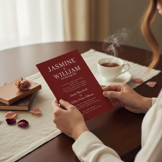 Deep Red Formal Typography Wedding Invite 招待状