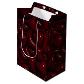 Deep Red Glossy Hearts Gift Bag ミディアムペーパーバッグ (正面アングル)