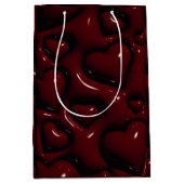 Deep Red Glossy Hearts Gift Bag ミディアムペーパーバッグ (正面)