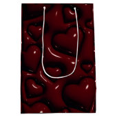 Deep Red Glossy Hearts Gift Bag ミディアムペーパーバッグ (裏面)