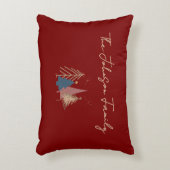 Deep Red & Gold Family Name Merry Christmas  アクセントクッション (正面(垂直))