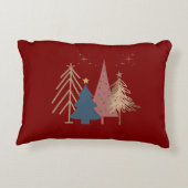 Deep Red & Gold Family Name Merry Christmas  アクセントクッション (裏面)