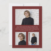 Deep Red Gold Modern Minimalist Photo Graduation 招待状 (裏面)