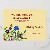 Deep Red & Gold Wild Poppy 40th Birthday 箔招待状 (裏面)