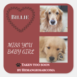 Deep Red Hemangiosarcoma Tribute Square Sticker スクエアシール