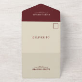 Deep Red & Ivory タイポグラフィQRコード ウェディング オールインワン招待状 (外側)