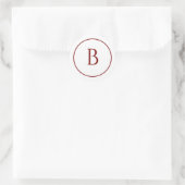 Deep Red Modern Monogram Christmas Envelope ラウンドシール (バッグ)