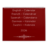 Deep Red  Multilingual Calendar カレンダー (カバー)