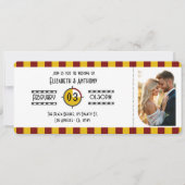 Deep Red, Navy Blue & Gold Cinema Ticket 招待状 (正面)