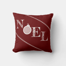 Deep Red Noel Typography Christmas クッション