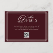 Deep Red Old Money Wedding Details  エンクロージャーカード (正面)