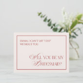 Deep Red Old Money Will You Be My Bridesmaid Card 招待状 (スタンド正面)