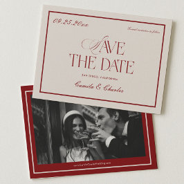 Deep Red Opera Wedding Save the Date Photo 招待状