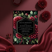 Deep Red Opulent Bloom Wedding 招待状