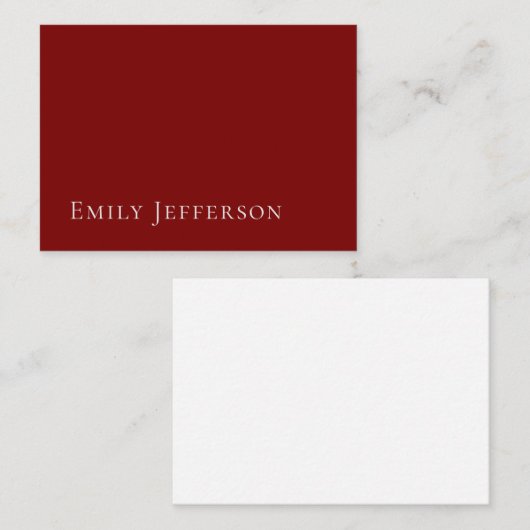 Deep Red Plain Elegant Professional Modern エンクロージャーカード (正面/裏面)