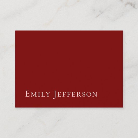 Deep Red Plain Elegant Professional Modern エンクロージャーカード (正面)