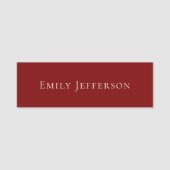 Deep Red Plain Elegant Professional Modern 名札 (正面)