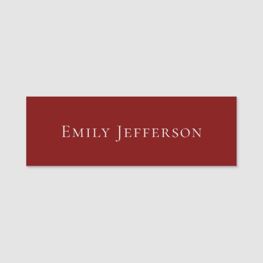 Deep Red Plain Elegant Professional Modern 名札 (正面)