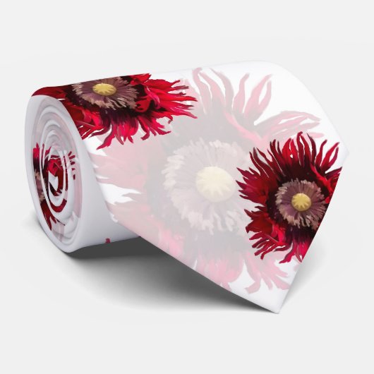 Deep red poppies on white background ネクタイ (ロール)