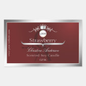 Deep Red Product Label Silver Frame Logo Monogram 長方形シール (正面)