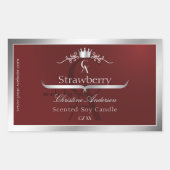 Deep Red Product Label with Silver Frame Monogram 長方形シール (正面)