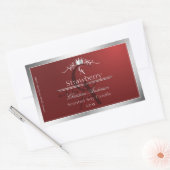 Deep Red Product Label with Silver Frame Monogram 長方形シール (封筒)