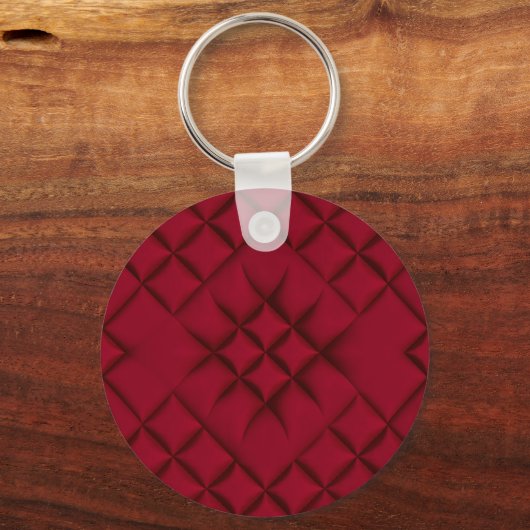 Deep Red Quilted Leather Pattern キーホルダー (正面)