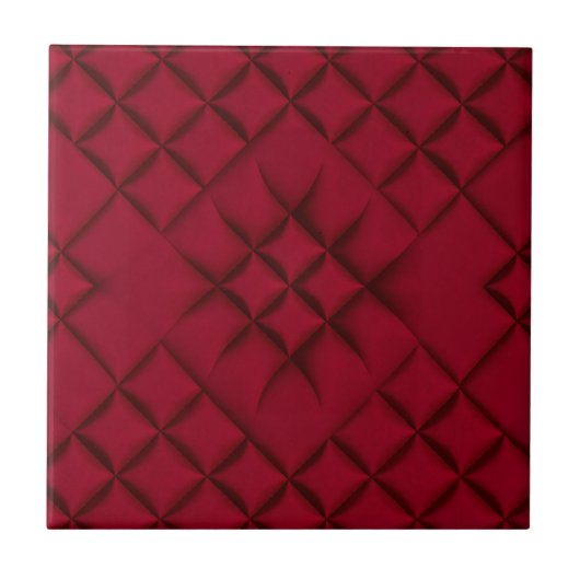 Deep Red Quilted Leather Pattern タイル (正面)