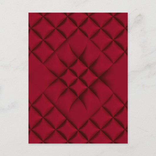 Deep Red Quilted Leather Pattern ポストカード (正面)