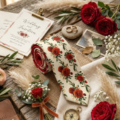 Deep Red Rose Floral ネクタイ