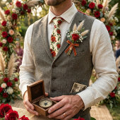 Deep Red Rose Floral ネクタイ