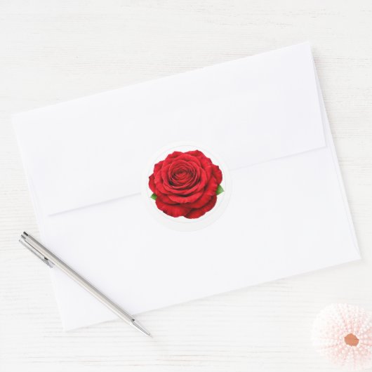 Deep Red Rose Round Envelope Seal Sticker ラウンドシール (封筒)