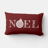 Deep Red Rustic Noel Typography Christmas  ランバークッション (裏面)